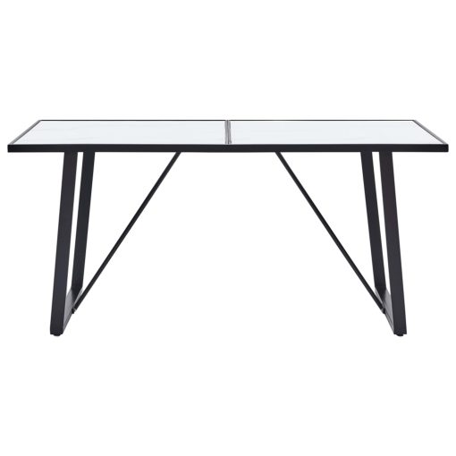 Blagovaonski stol bijeli 160 x 80 x 75 cm od kaljenog stakla