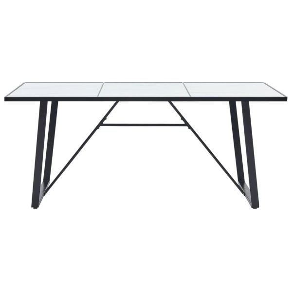 Blagovaonski stol bijeli 200 x 100 x 75 cm od kaljenog stakla