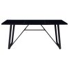 Blagovaonski stol crni 180 x 90 x 75 cm od kaljenog stakla