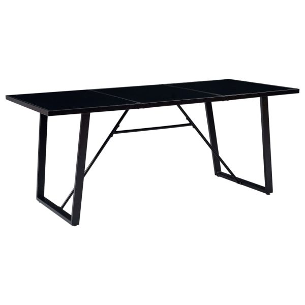 Blagovaonski stol crni 180 x 90 x 75 cm od kaljenog stakla