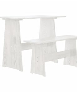 Blagovaonski stol s klupom bijeli od masivne borovine