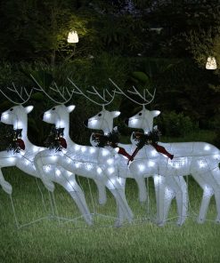 Božićni sobovi 4 kom bijeli 80 LED žarulja