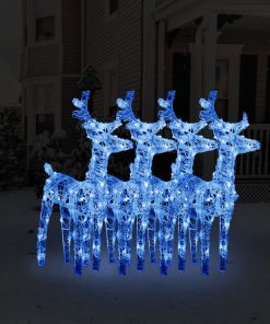 Božićni sobovi 4 kom plavi 160 LED žarulja akrilni
