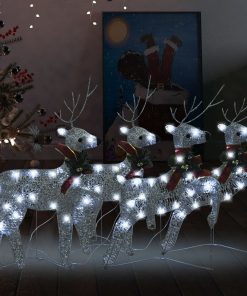 Božićni sobovi 4 kom srebrni 80 LED žarulja