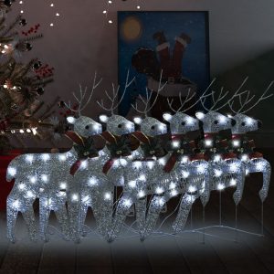 Božićni sobovi 6 kom srebrni 120 LED žarulja