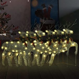 Božićni sobovi 6 kom zlatni 120 LED žarulja