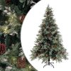 Božićno drvce LED sa šiškama zeleno-bijelo 120 cm PVC i PE