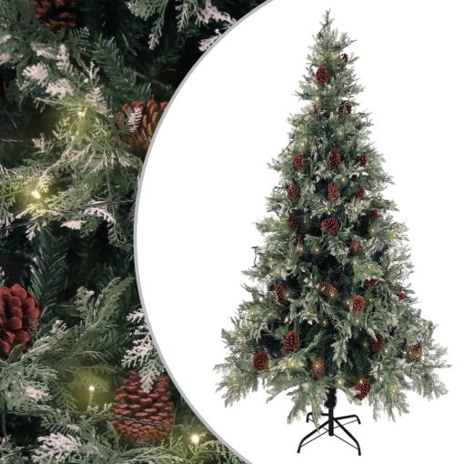 Božićno drvce LED sa šiškama zeleno-bijelo 225 cm PVC i PE