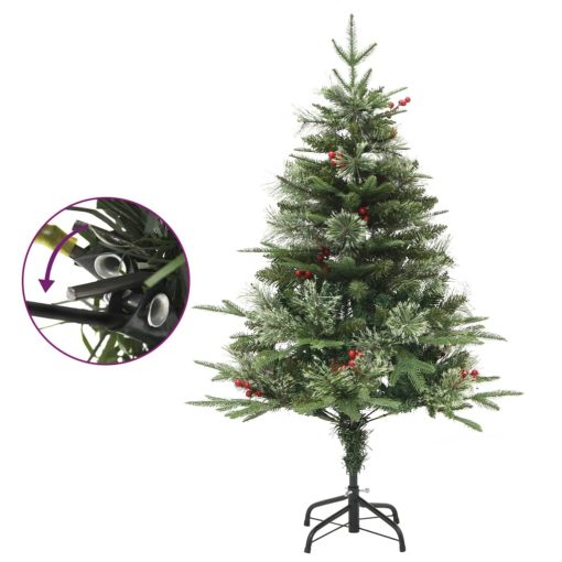 Božićno drvce s LED svjetlima i šiškama zeleno 120 cm PVC i PE