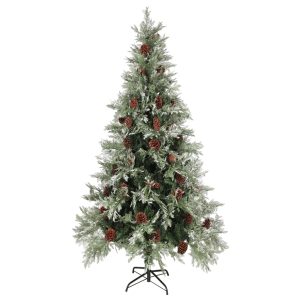 Božićno drvce sa šiškama zeleno-bijelo 225 cm PVC i PE