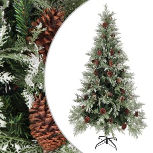 Božićno drvce sa šiškama zeleno-bijelo 225 cm PVC i PE