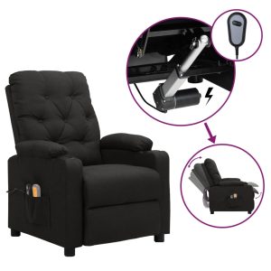 Električna masažna fotelja od tkanine crna