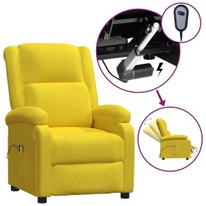 Električna masažna fotelja od tkanine svjetložuta