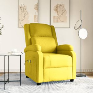 Električna masažna fotelja od tkanine svjetložuta