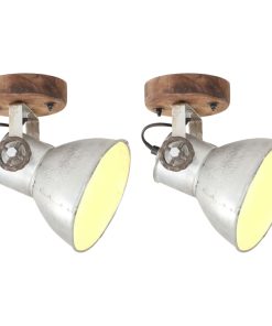 Industrijske zidne/stropne svjetiljke 2kom srebrne 20x25 cm E27
