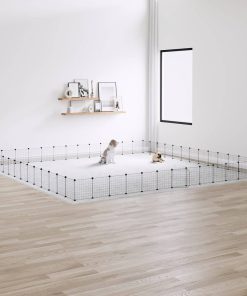 Kavez za ljubimce s 52 panela i vratima crni 35 x 35 cm čelični
