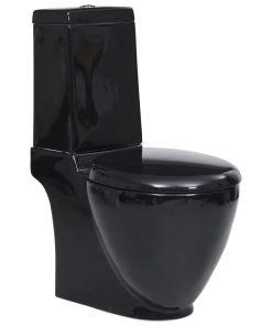 Keramička okrugla toaletna školjka s protokom vode crna