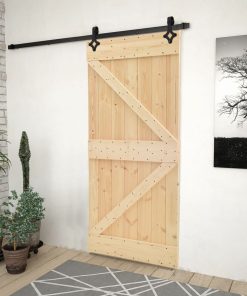 Klizna vrata s priborom za montažu 100x210 cm masivna borovina