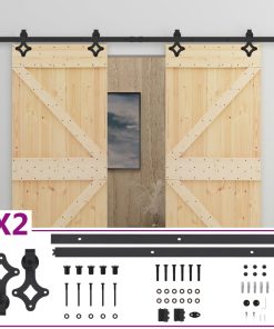Klizna vrata s priborom za montažu 90 x 210 cm masivna borovina