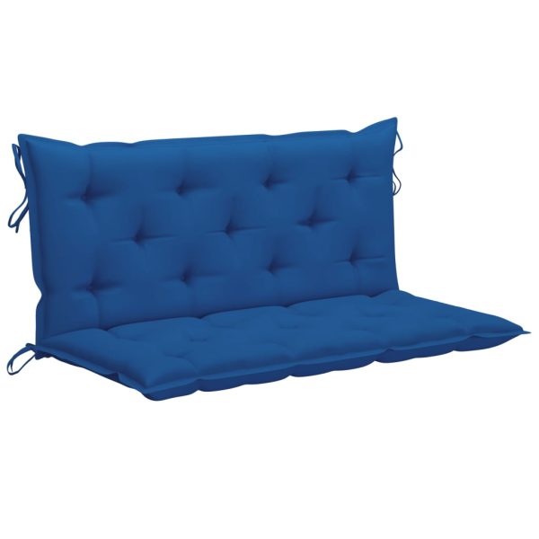 Klupa za ljuljanje s plavim jastukom 120 cm od masivne tikovine