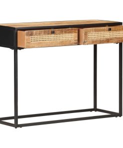 Konzolni stol 100x35x75 cm grubo drvo manga i prirodna trska