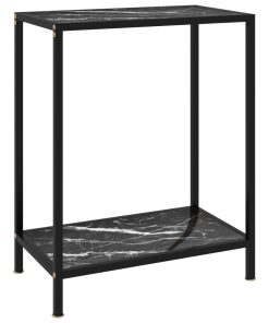 Konzolni stol crni 60 x 35 x 75 cm od kaljenog stakla