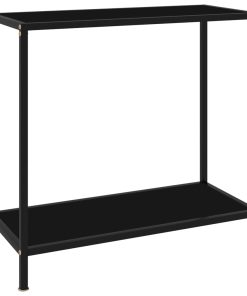 Konzolni stol crni 80 x 35 x 75 cm od kaljenog stakla