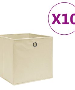 Kutije za pohranu od netkane tkanine 10 kom 28x28x28 cm krem