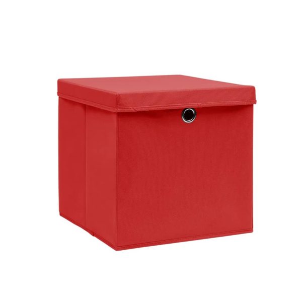 Kutije za pohranu s poklopcima 10 kom 28 x 28 x 28 cm crvene