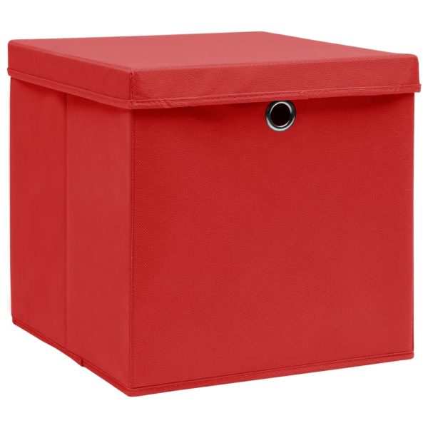 Kutije za pohranu s poklopcima 4 kom 28 x 28 x 28 cm crvene