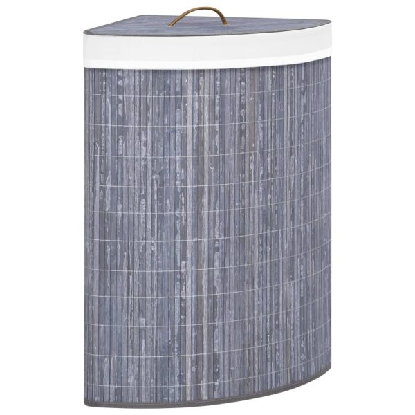Kutna košara za rublje od bambusa siva 60 L