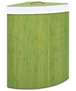Kutna košara za rublje od bambusa zelena 60 L