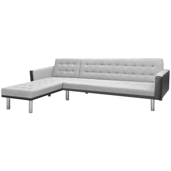 Kutna sofa na razvlačenje od tkanine 218x155x69 cm crno-siva