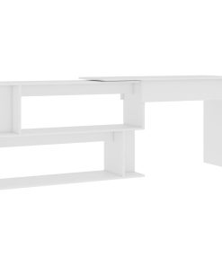 Kutni radni stol bijeli 200 x 50 x 76 cm od konstruiranog drva