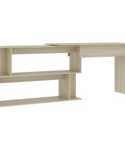 Kutni radni stol boja hrasta 200x50x76 cm od konstruiranog drva