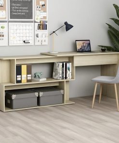 Kutni radni stol boja hrasta 200x50x76 cm od konstruiranog drva