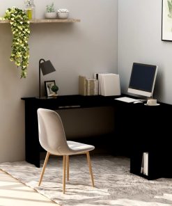 Kutni radni stol crni 120 x 140 x 75 cm od iverice
