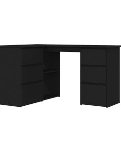 Kutni radni stol crni 145 x 100 x 76 cm od iverice