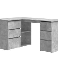 Kutni radni stol siva boja betona 145 x 100 x 76 cm od iverice
