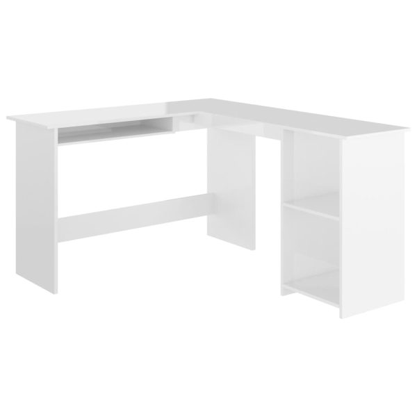 Kutni radni stol visoki sjaj bijeli 120 x 140 x 75 cm iverica