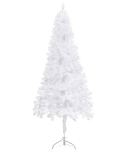 Kutno umjetno božićno drvce LED s kuglicama bijelo 240 cm PVC