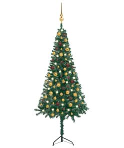 Kutno umjetno božićno drvce LED s kuglicama zeleno 150 cm PVC