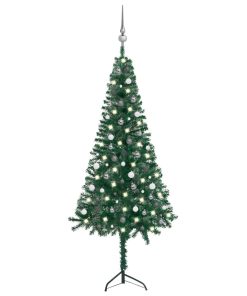 Kutno umjetno božićno drvce LED s kuglicama zeleno 240 cm PVC