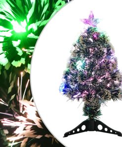 LED božićno drvce zeleno-bijelo 64 cm od optičkih vlakana