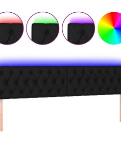 LED uzglavlje crno 180 x 7 x 78/88 cm od tkanine