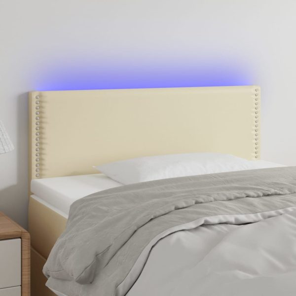 LED uzglavlje krem 90 x 5 x 78/88 cm od umjetne kože