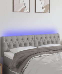 LED uzglavlje svjetlosivo 160 x 7 x 78/88 cm od tkanine