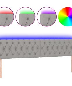 LED uzglavlje svjetlosivo 200 x 7 x 78/88 cm od tkanine