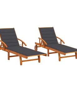 Ležaljke za sunčanje s jastucima 2 kom masivno bagremovo drvo