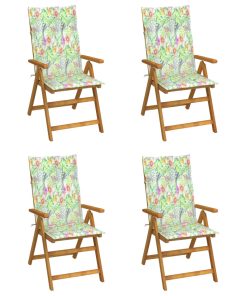 Nagibne vrtne stolice s jastucima 4 kom masivno bagremovo drvo